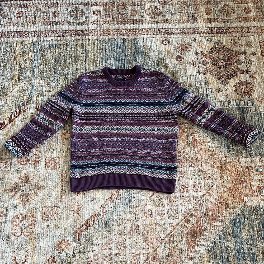 Abercrombie & Fitch Purple and Blue Crewneck Sweater